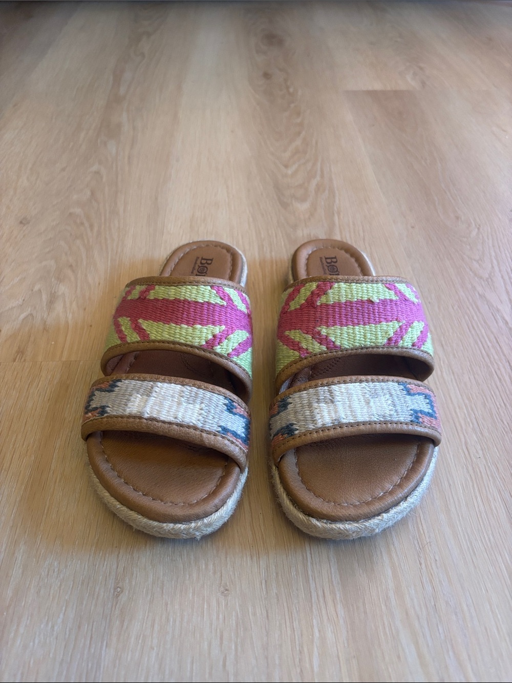 Born Two-Band Slide Sandals in Green and Pink - Picture 5 of 9
